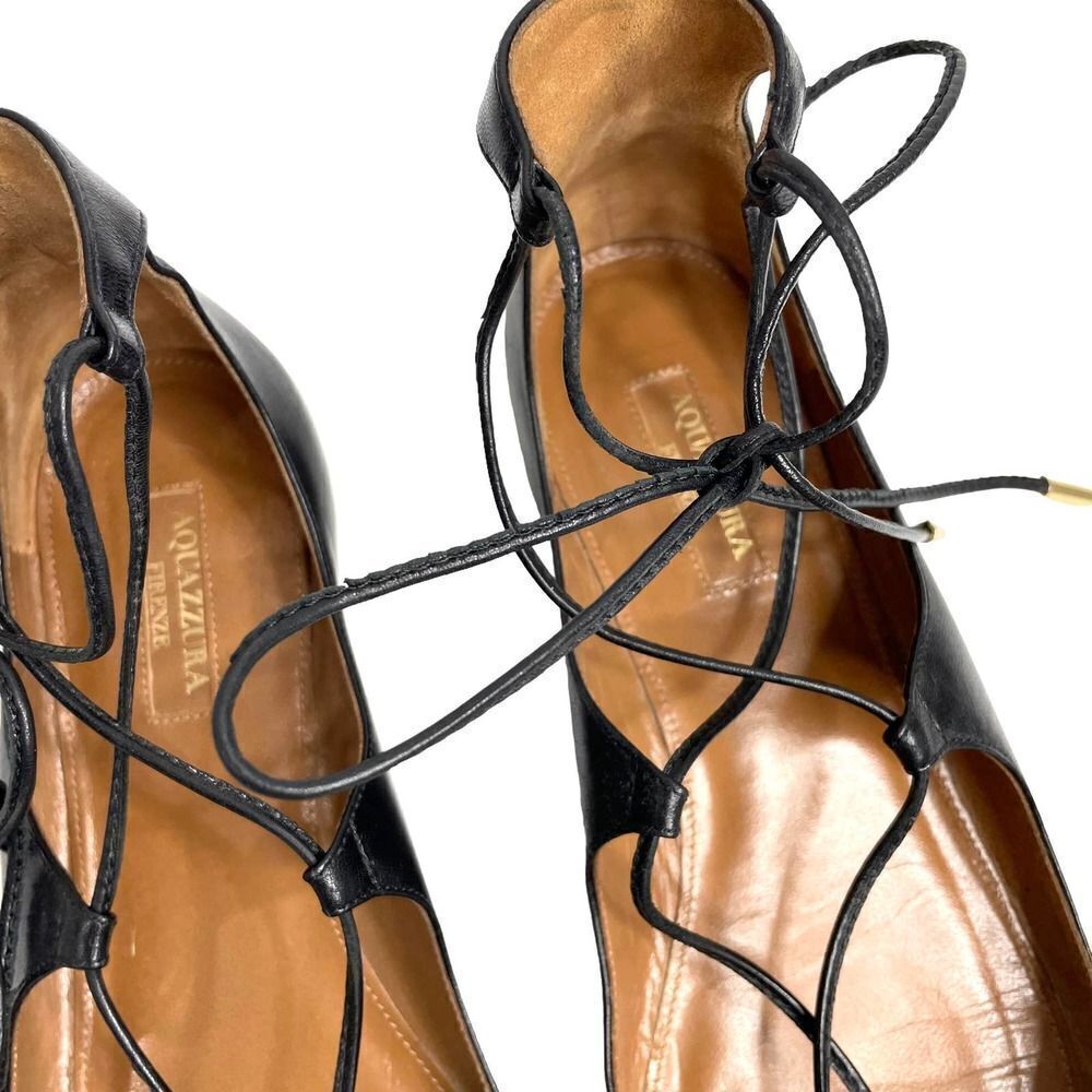 Aquazzura Christy Lace-Up‎ Flats Sz 39 leather black - Picture 4 of 9